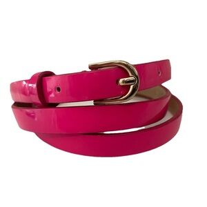 Ann Taylor Skinny Belt Women’s Sz S Neon Pink Genuine Patent Leather 27”-33”